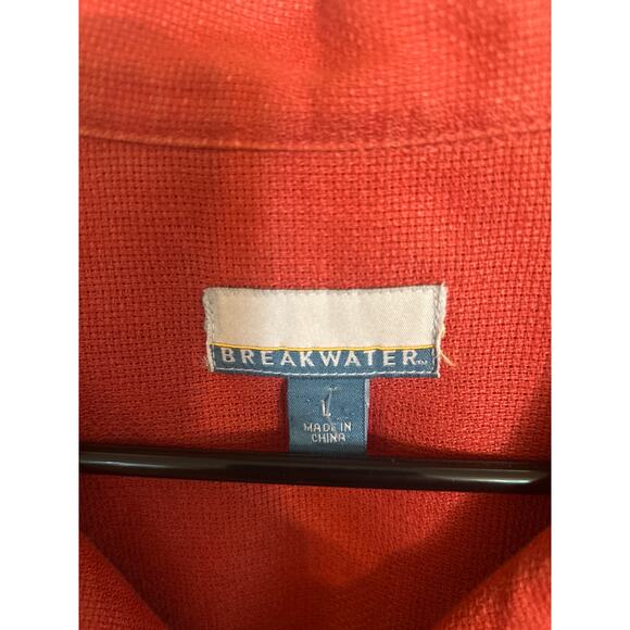 Breakwater Red 100% Linen Short Sleeve Shirt Button Up Size Large - Picture 2 of 3